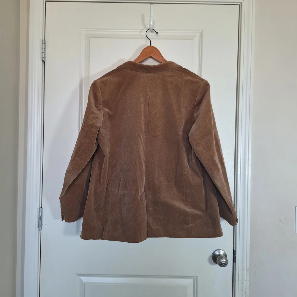 Lauren Ralph Lauren Corduroy Blazer Tan Bullion Crest Patch Sport Coat Size 18W - Picture 3 of 7